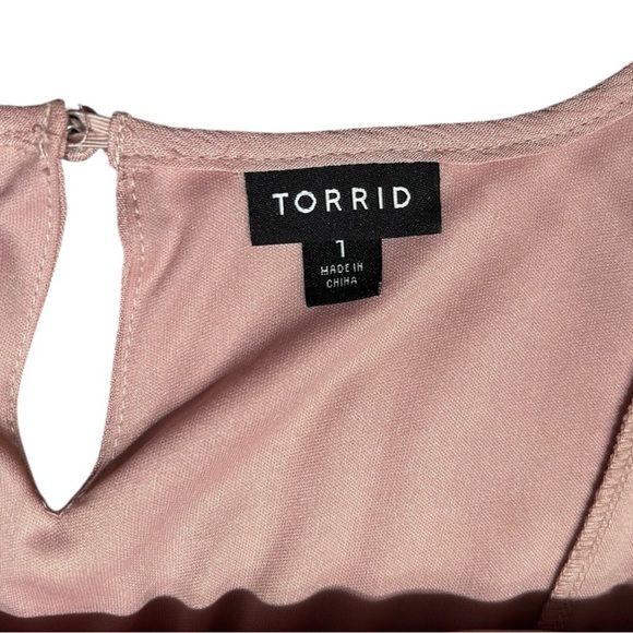 TORRID Mauve Cold Shoulder Trapeze Dress Rayon Gauze Lined Relaxed Fit 1 (14/16) - Picture 7 of 9